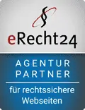 eRecht24 Agentur-Partner Logo – Offizielle Partnerschaft für rechtssichere Webseiten & Datenschutz im Online-Marketing.